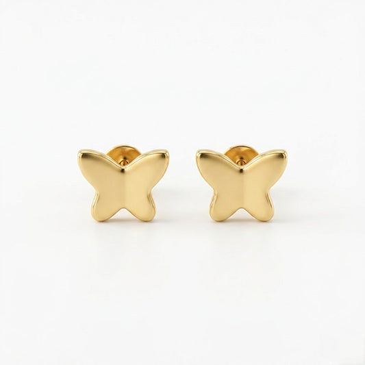 9K Gold Plain Butterfly Second Stud Earrings