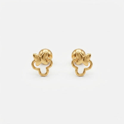 9K Gold Butterfly Clover Second Stud Earrings