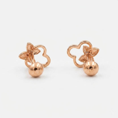 9K Gold Butterfly Clover Second Stud Earrings