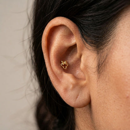 9K Gold Butterfly Clover Second Stud Earrings