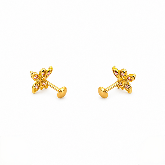 9K Gold Ruby Butterfly Second Stud Earrings