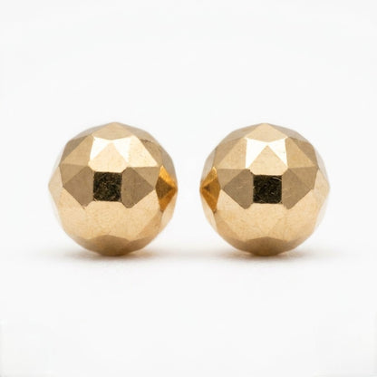 9K Gold Faceted Ball Second Stud Earrings