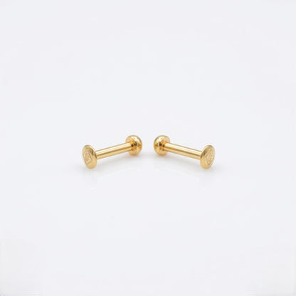 9K Gold Faceted Ball Second Stud Earrings