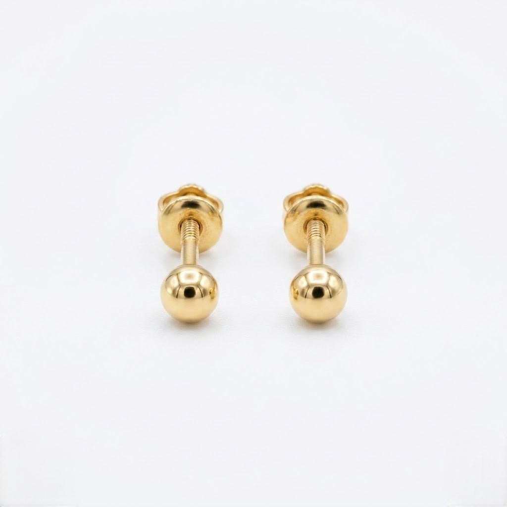 9K Gold Classic Ball  Second Stud Earrings