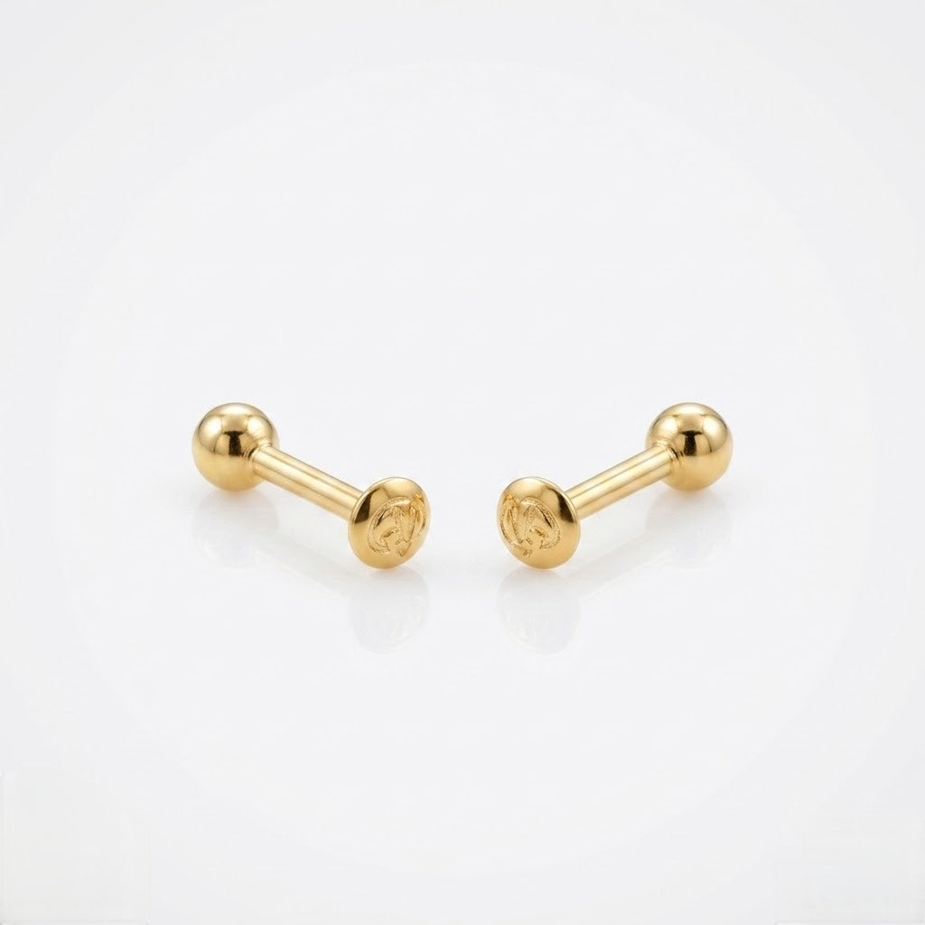 9K Gold Classic Ball  Second Stud Earrings