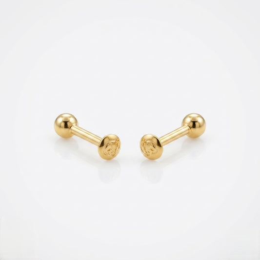 9K Gold Classic Ball  Second Stud Earrings