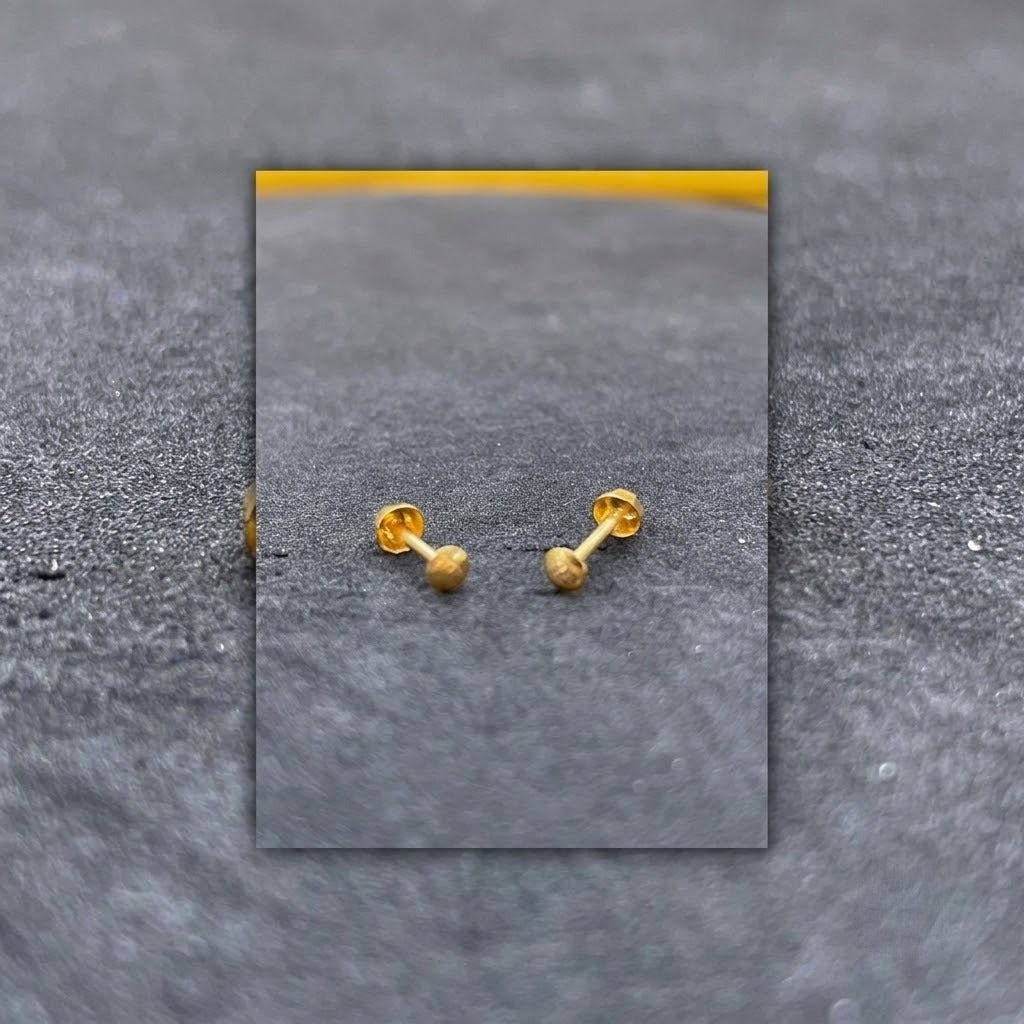 9K Gold Ball Second Stud Earrings