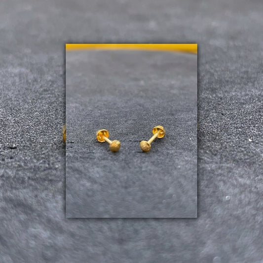 9K Gold Ball Second Stud Earrings