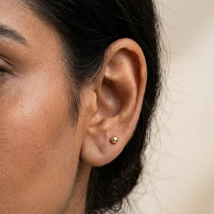 9K Gold Ball Second Stud Earrings