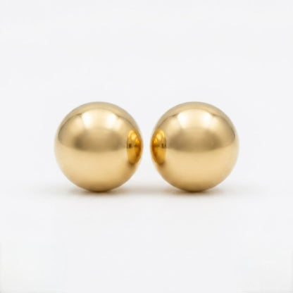 9K Gold Smooth Ball Second Stud Earrings