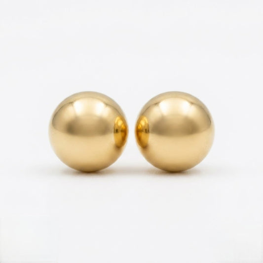 9K Gold Smooth Ball Second Stud Earrings