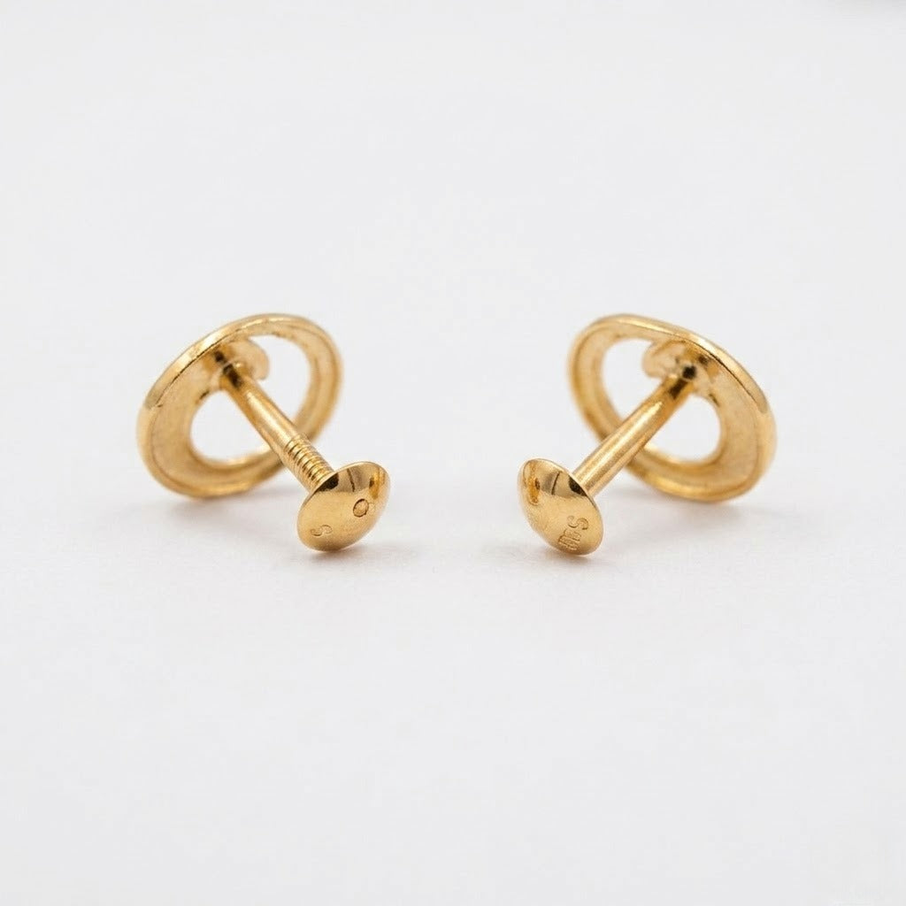 9K Gold Spiral Wave Second Stud Earrings
