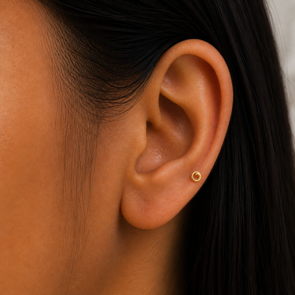 9K Gold Spiral Wave Second Stud Earrings
