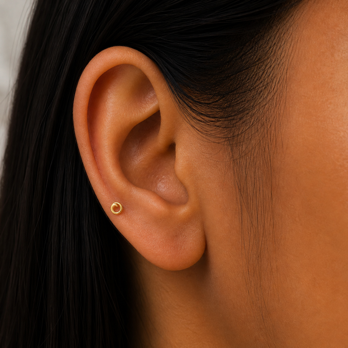 9K Gold Spiral Wave Second Stud Earrings
