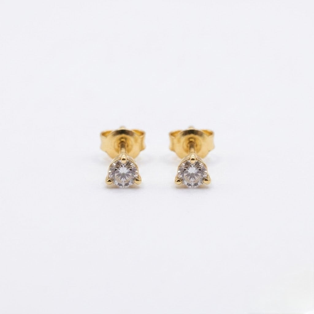 9K Gold Classic Solitaire Second Stud Earrings