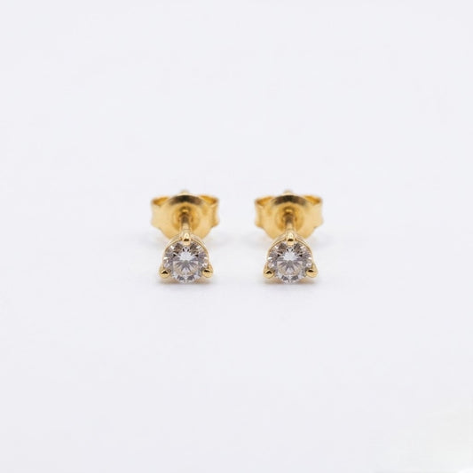 9K Gold Classic Solitaire Second Stud Earrings