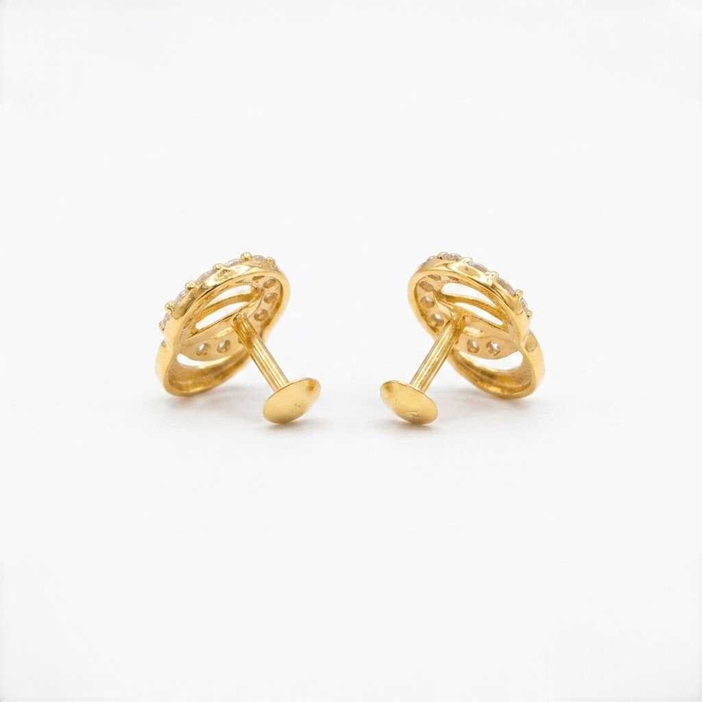 9K Gold Sparkling Orbit Second Stud Earrings