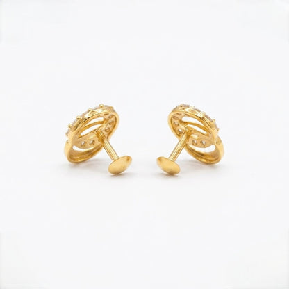 9K Gold Sparkling Orbit Second Stud Earrings