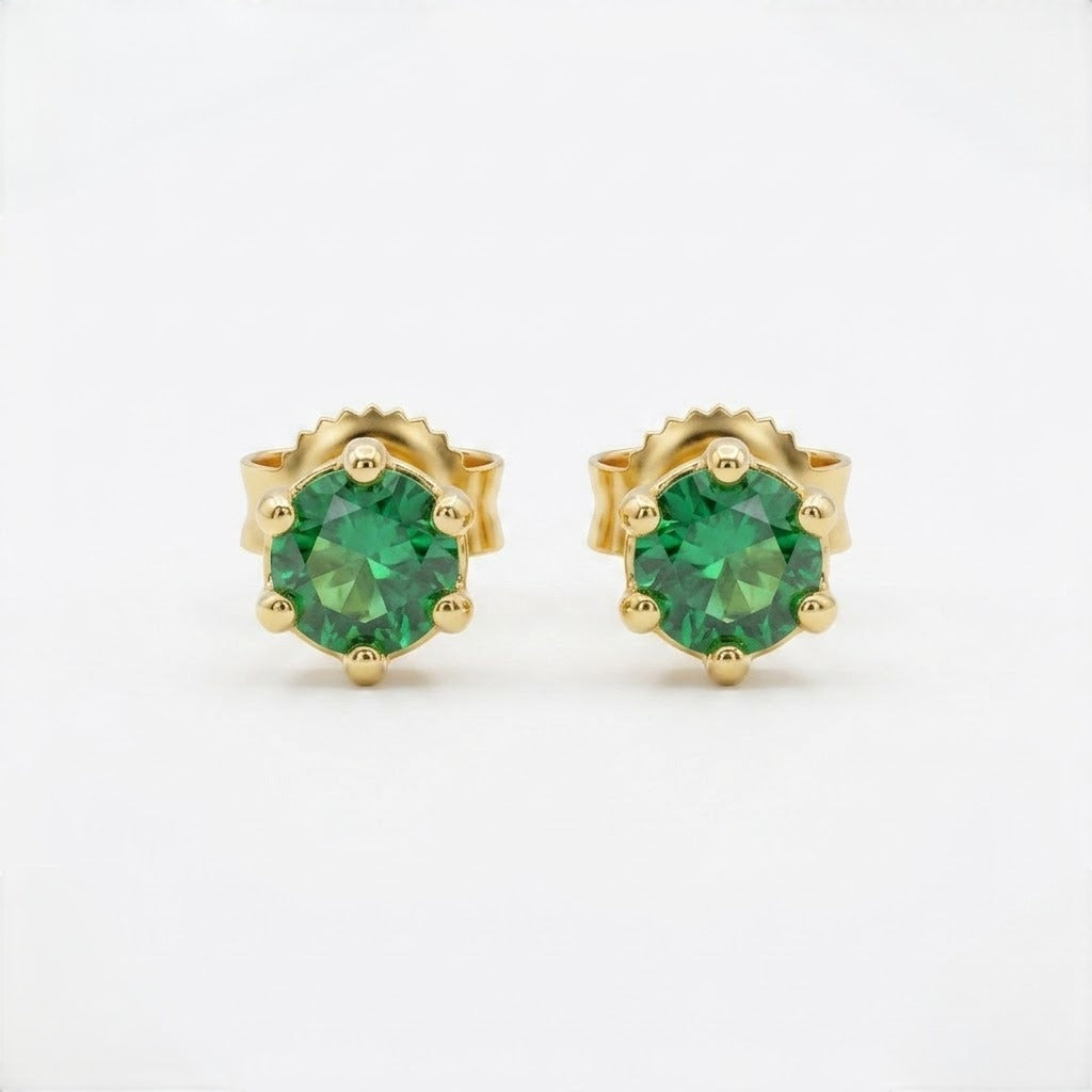 9K Gold Gemstone Second Stud Earrings