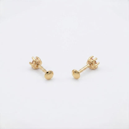 9K Gold Gemstone Second Stud Earrings