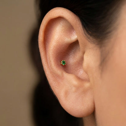 9K Gold Gemstone Second Stud Earrings