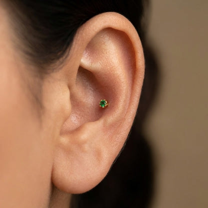 9K Gold Gemstone Second Stud Earrings