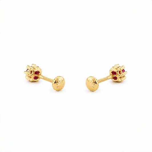 9K Gold Ruby Solitaire Prong Second Stud Earrings