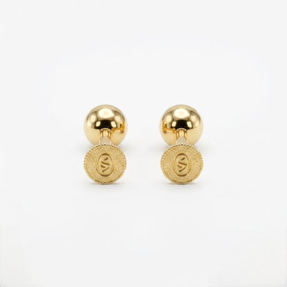 9K Gold Bezel Crystal Second Stud Earrings