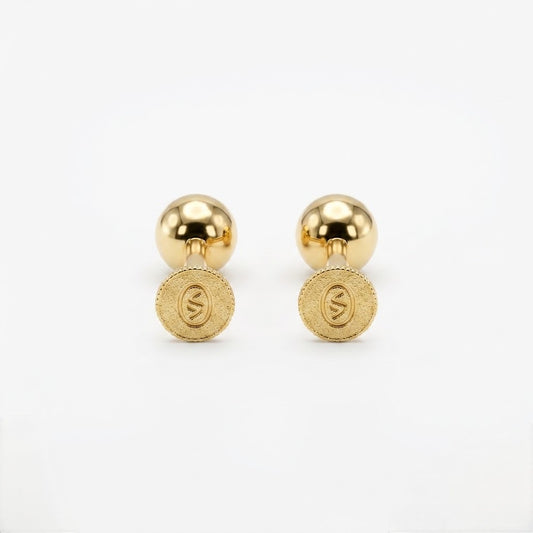 9K Gold Bezel Crystal Second Stud Earrings