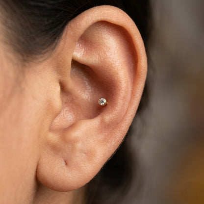 9K Gold Bezel Crystal Second Stud Earrings