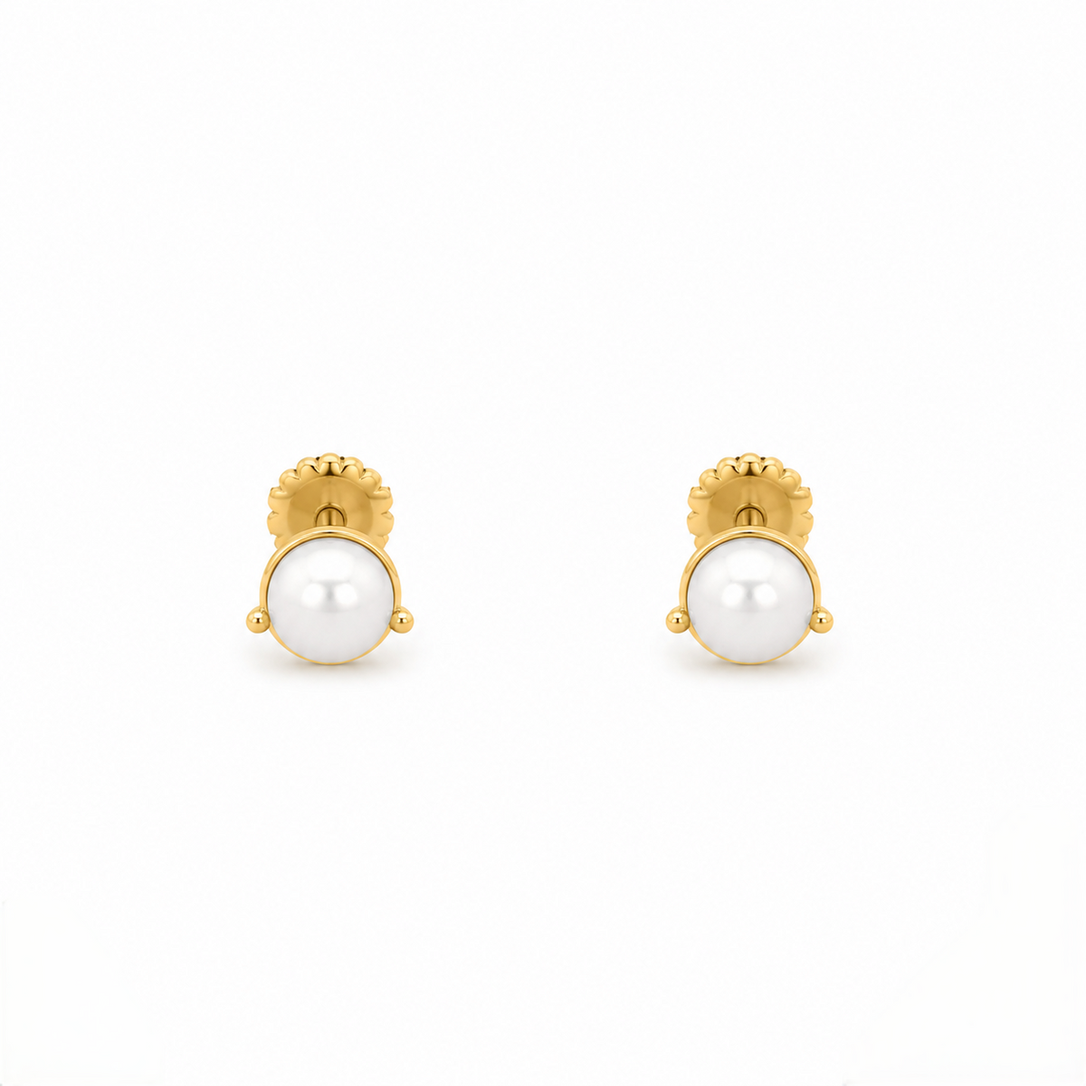 9K Gold Pearl Glow Second Stud Earrings