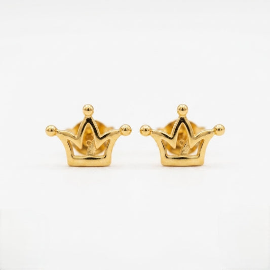 9K Gold Royal Crown Second Stud Earrings