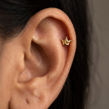 9K Gold Royal Crown Second Stud Earrings