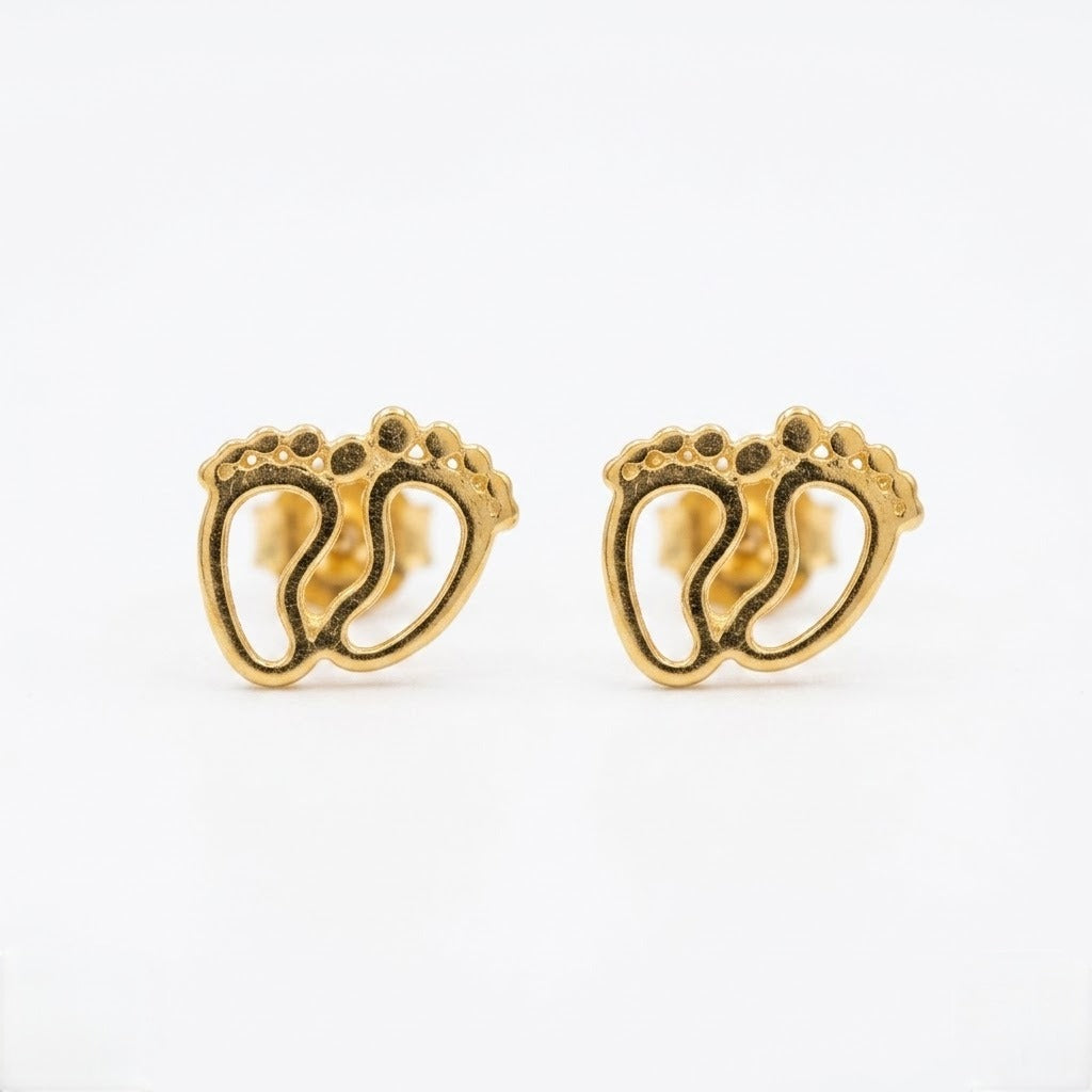 9K Gold Baby Feet Second Stud Earrings