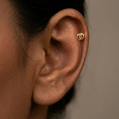 9K Gold Baby Feet Second Stud Earrings