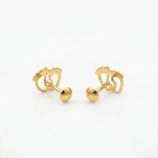 9K Gold Baby Feet Second Stud Earrings