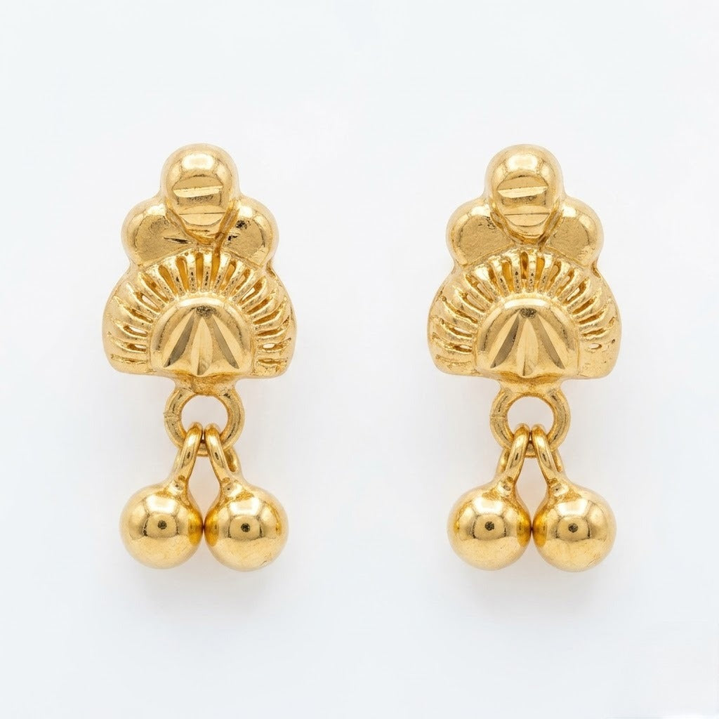 9K Gold Traditional Jhumki Drop Second Stud Earrings