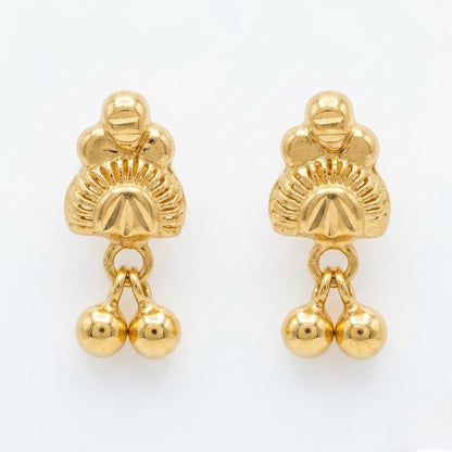 9K Gold Traditional Jhumki Drop Second Stud Earrings