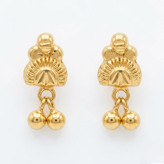 9K Gold Traditional Jhumki Drop Second Stud Earrings