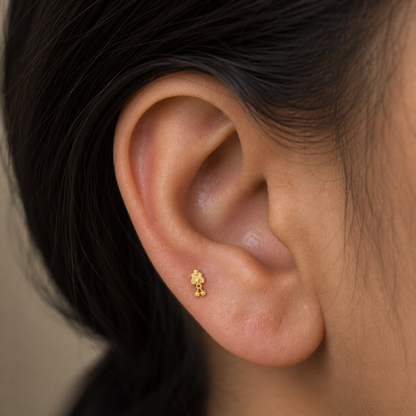 9K Gold Traditional Jhumki Drop Second Stud Earrings