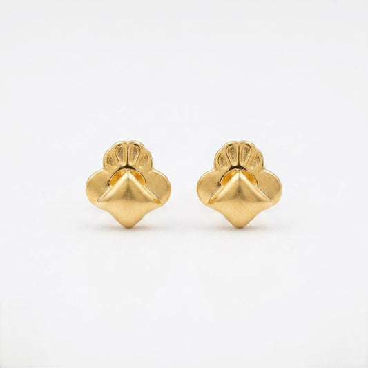 9K Gold Peacock Fan Second Stud Earrings