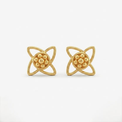 9K Gold Orbital Bloom Second Stud Earrings