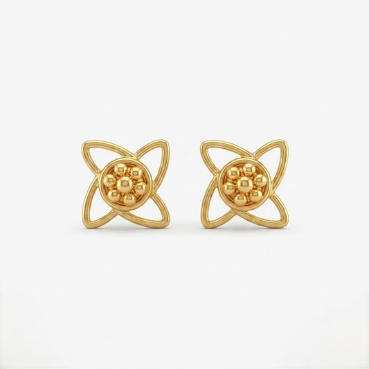 9K Gold Orbital Bloom Second Stud Earrings