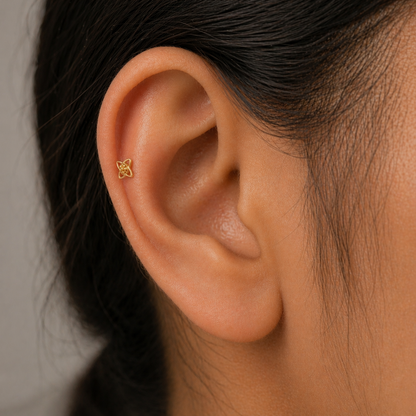 9K Gold Orbital Bloom Second Stud Earrings