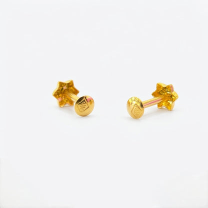 9K Gold Textured Starflower Second Stud Earrings