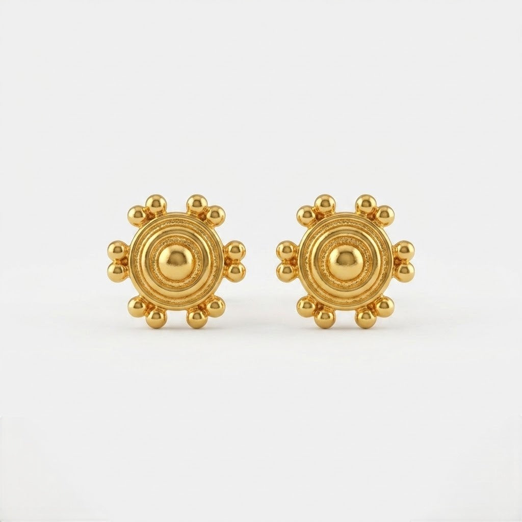 9K Gold Beaded Chakra Second Stud Earrings