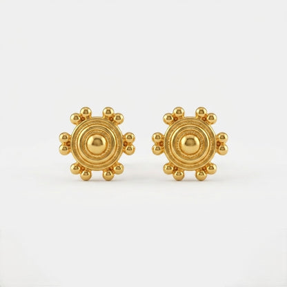 9K Gold Beaded Chakra Second Stud Earrings