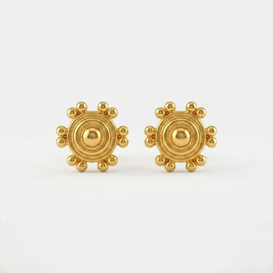 9K Gold Beaded Chakra Second Stud Earrings
