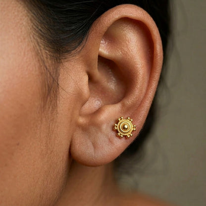 9K Gold Beaded Chakra Second Stud Earrings