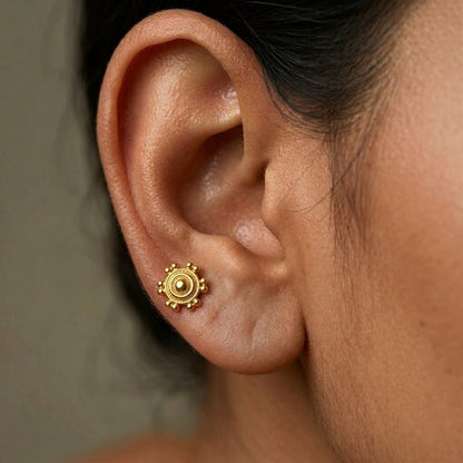 9K Gold Beaded Chakra Second Stud Earrings